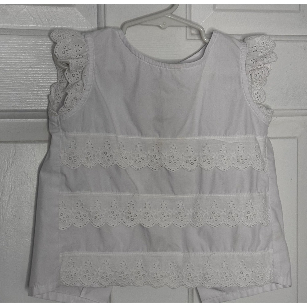 The Beaufort Bonnet Company Ellie's Eyelet Top White Sleeveless 3T